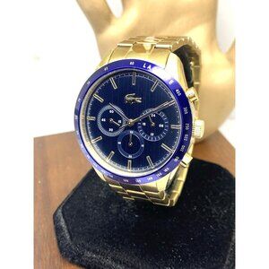 Lacoste Men's Watch 2011096 Boston Quartz Chronograph Blue Dial Gold Steel 42mm